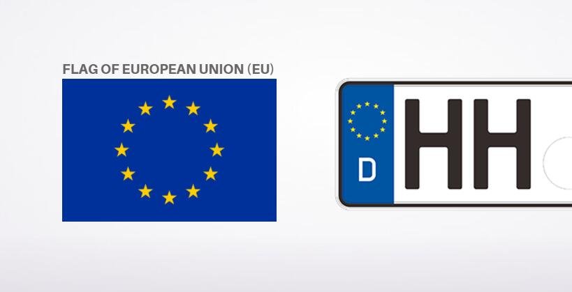 EU flag on Germany car license plate