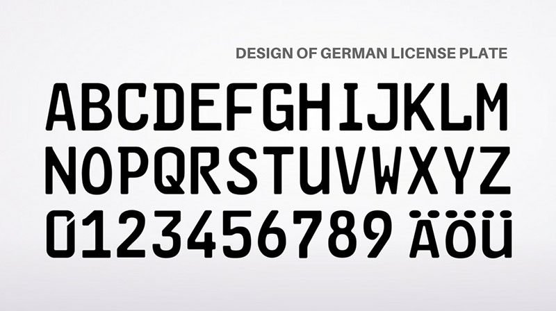 German license plate font, high security