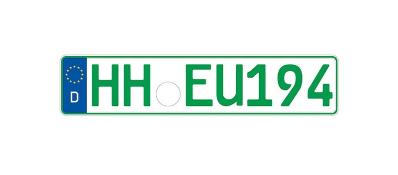 German green license plate, EU size
