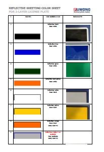 Fuwong 2-Layer car license plate reflective film colors