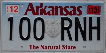 Arkansas license plate
