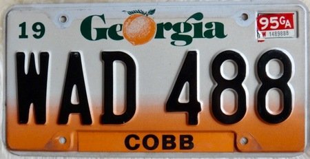 Georgia license plate with peach