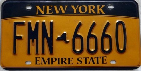 New York car license plate