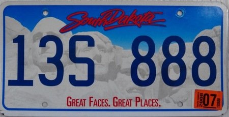 President Hill of South Dakota license plate