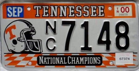 Tennessee national champions license plate