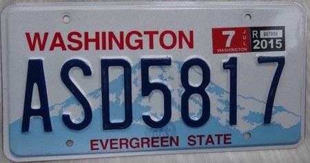 Washington license plate