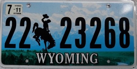 Wyoming license plate