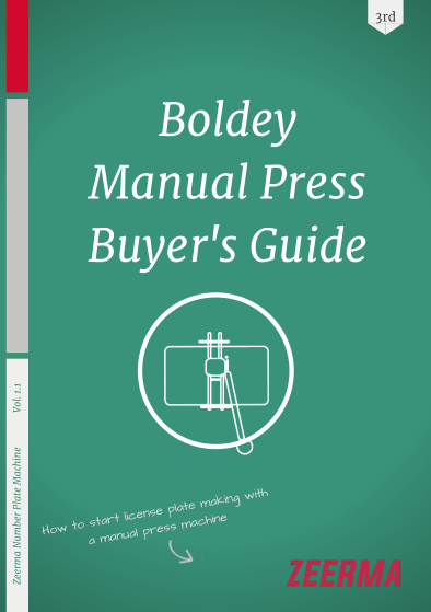 Boldey manual press license plate guide